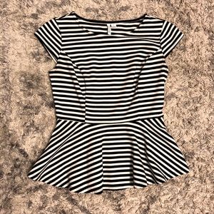 ELLE Black & White Stripe Peplum